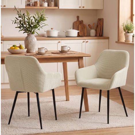 Set di 2 sedie da pranzo 58x59,5x81,5 cm in poliestere crema moderne FLORAGRACE (1/5)