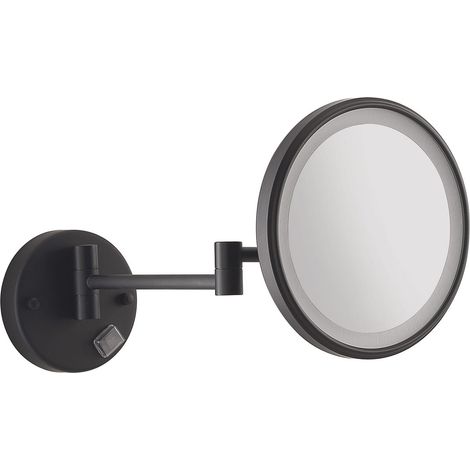 Runder Wand-Kosmetikspiegel 5X Mit Led, Matt Schwarz Eva