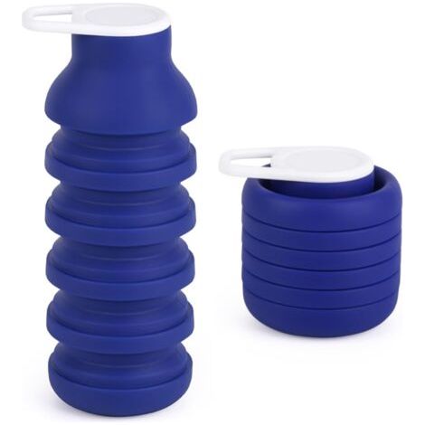 Gourde pliable en silicone – Gobelet réutilisable et étanche pour la randonnée, le vélo et les activités de plein air, design écologique et compact (Bleu royal) (1/4)