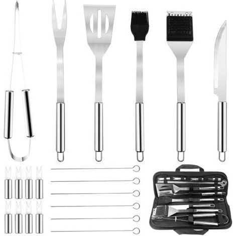 15 Pièces Accessoires Barbecue, Ustensiles Barbecue, Kit BBQ, Set Barbecue Plancha, Outils Barbecue, Panoplie Barbecue, Mallette de Barbecue, pour Camping d’Extérieur et Pique-Nique (1/5)