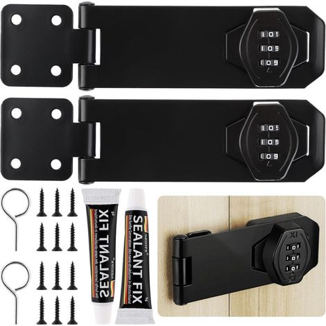 Coffrets de cadenas 2 pièces, 5 pouces Noir, 3 chiffres, robustes, pour portes et armoires