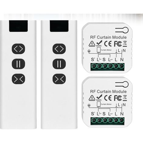 Juego de 2 interruptores inteligentes para persianas enrollables con control remoto y control por voz para persianas enrollables, estores y cortinas.