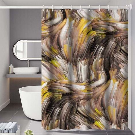 Rideau de douche 180 x 200 cm avec 12 crochets, tissu polyester imperméable, séchage rapide, lavable en machine