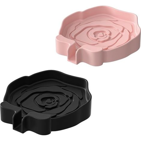 Rutschfeste Seifenschale, Rosenförmige Silikon-Seifenschale, 2er-Pack, selbstentleerend, für Bad und Küche (1/5)