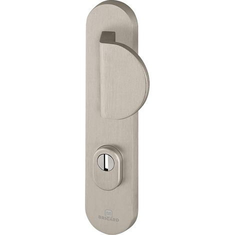 Ensemble de Poignées Blindées sur Plaque Essential Palière Béquille + Aileron pour Porte d’Entrée (pour Cylindre Européen), Coloris INOX (1/2)