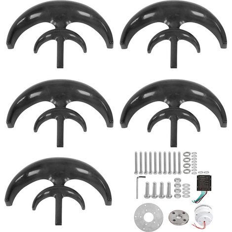 Éolienne 5 pales, kit générateur vent 800W 48V, équipement énergie industrielle noir, type lanterne, production électrique renouvelable, usage professionnel. (1/5)