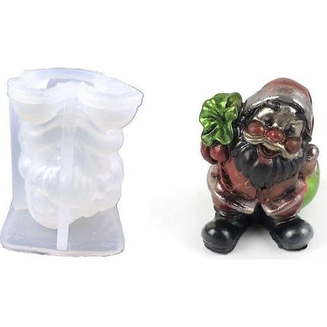 Moule en silicone pour bougie Père Noël, idéal pour la fabrication de bougies, savons et décorations en plâtre. (1/4)