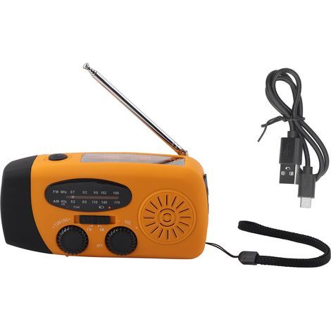 Radio solaire à manivelle LED d'urgence multifonctionnelle avec lampe de poche pour le camping en plein airOrange Europe