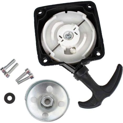 Ersandy Lanceur et Plaque Démarreur pour Debroussailleuse Pompe Tariere 2temps 30cc a 50cc Entraxe 67mm (1/4)
