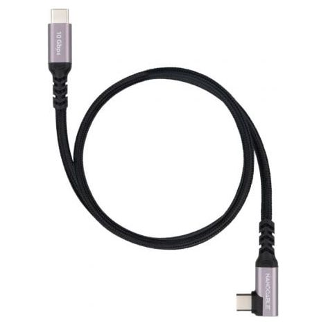 NANOCABLE CABLE USB-C ACODADO M/M 3.2 GEN2 100W 4K/60Hz 0.5M