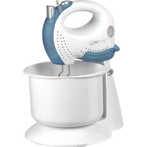 Clatronic HMS 3320 Mélangeur à Pâtisserie avec Bol de mélange, 2L,2 Batteurs 2 Crochets 5 Vitesses 250W Blanc/Bleu