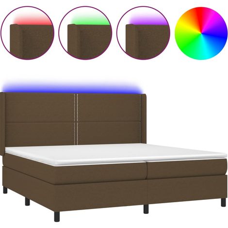 Maison Exclusive - Boxspringbett mit Matratze & LED Dunkelbraun 2