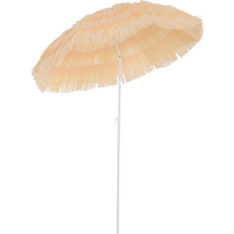 Parasol de Plage Jardin Design Hawai 160 cm Raphia Artificiel Beige (1/5)