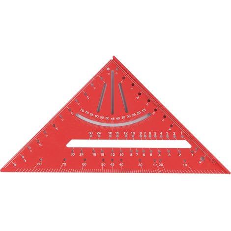 Règle triangulaire pour le travail du bois, rapporteur carré de chevron à 90 degrés de 7 pouces, outil de marquage de mesure multi-angle rouge (1/5)