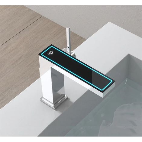 LED-Digitalanzeige-Waschtischarmatur, hydroelektrisch, Aufputz-Warm- und Kaltwassermischer, Badarmatur Crane (1/5)