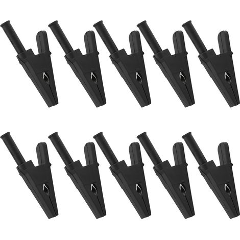 Lot de 10 Pinces de Test 20mm, Bonne Conductivité, Type Sécurité avec Douille 4mm pour Circuit Électrique, Noir (1/5)