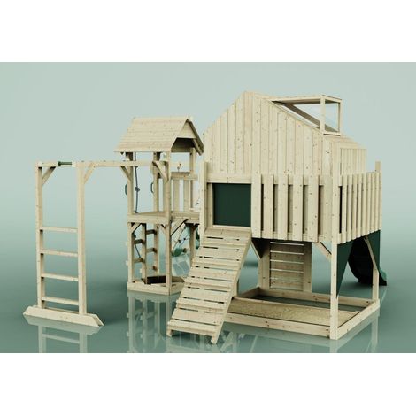 Polarplay Spielturm Milo aus Holz in GrünBabyschaukel (1/4)