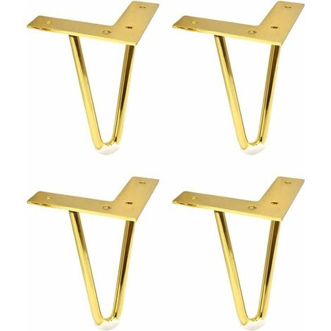 4 pièces Épingle À Cheveux Table Jambes Épais Solide en Métal Meubles Pied Chaise Canapé-Lit Armoire Pieds Fer DIY Heavy Duty Bureau Jambe,d'or,10cm