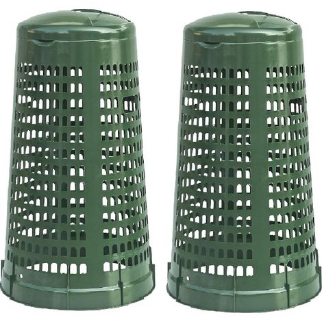 2 x Trespolo coperchio e anello fermasacco Sacco Immondizia grande Cestino 100lt  Bidone da riordino Spazzatura per ambienti Esterni Giardino locali commerziale Verde Made in Italy omaggio 10 Sacchi  