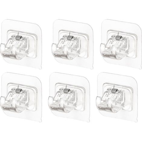Irovami – Juego de 6 soportes para barra de cortina sin taladrar – Autoadhesivos – Ganchos adhesivos sin clavos – Compatibles con diámetros de 1,27 a 3 cm – Transparentes (1/5)