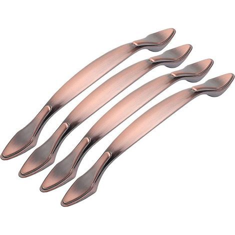 4 pcs Vintage Poignées de Porte de Meubles, Poignées d’Armoire Vintage en Forme d’Arc Poignée Tirer Meubles (Entraxe des trous 96 mm, bronze rouge) (1/5)