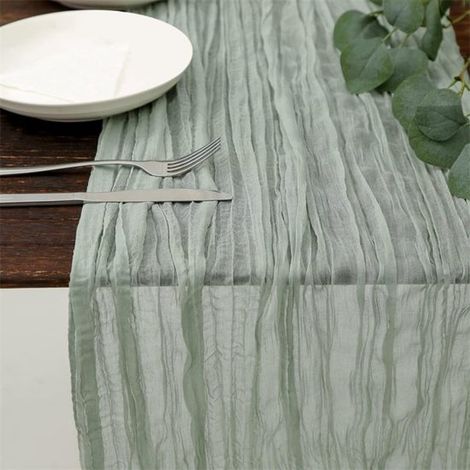 Camino de mesa de gasa de 90x180 cm，Decoración de mesa de estilo bohemio campestre，Mantel de arpillera，Decoración del hogar (1/5)