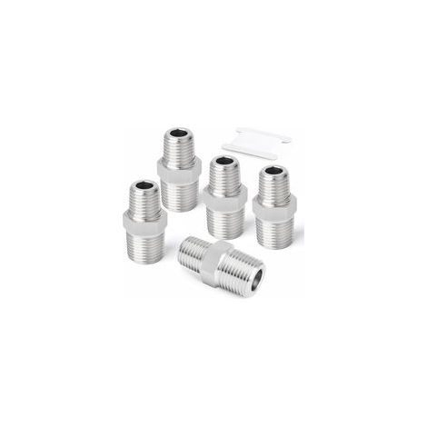 5 pièces raccords hexagonaux mâles réducteurs en acier inoxydable 304, adaptateur réducteur fileté BSP 1/2" x 1/4" pour plomberie, conduites d'eau et de gaz (1/5)