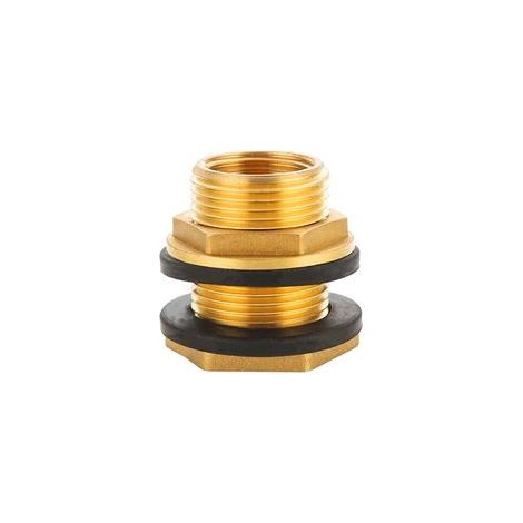 Raccord en Laiton pour Tonneau Traversée d'Eau de Pluie, Femelle G3/4" x Mâle G1", 2 Joints Inclus (1/5)