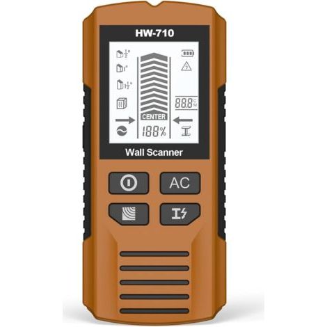Stud Finder Wall Scanner 5-in-1 Upgraded Chip FOGZUVR - Wall Detector Detect Wood/Metal/AC Wire/Pipe, Wire finder LCD Display & Audio Alarm for Edge/Center Precision, Maple Brown(Without 9V Batteries) (1/5)
