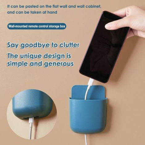 (Bleu) Boîte de rangement pour télécommande, support mural pour téléphone portable, support mural pour télécommande, boîte de rangement murale en ABS, boîte à crochets pour organisateur (1/4)
