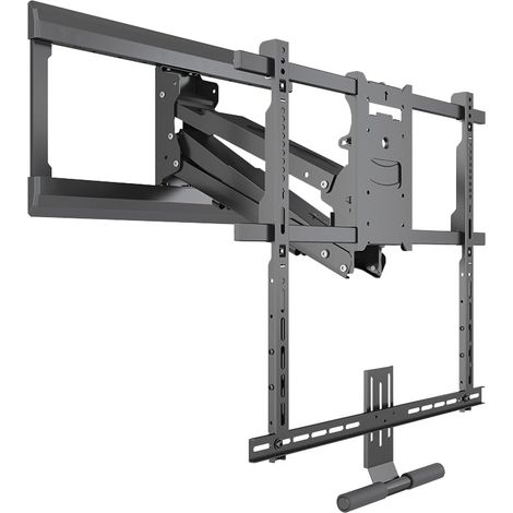 Support Mural pour téléviseur réglable en Hauteur avec mécanisme à Ressort, écrans de 42 à 65 Pouces, Support TV avec Support de Barre de Son, Support Mural inclinable et pivotant (1/5)