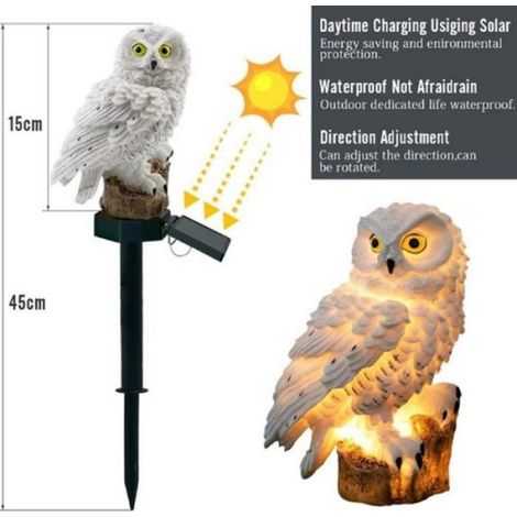 Lampe De Pelouse Solaire - LED - Hibou Blanc - IP65 - Jardin Extérieur - 1 Pièce (1/4)