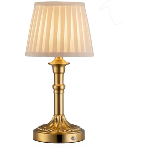 Kabellose LED-Tischleuchte, Stofflampenschirm, integrierter Akku, dimmbar per Touch, Wohnzimmer, Esszimmer, Schlafzimmer, Badezimmer (1/5)