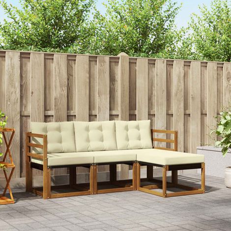 vidaXL Set di divani da esterno con cuscino 4 pcs Naturale e (1/5)