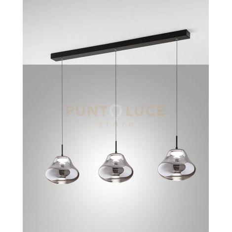DEVA SOSPENSIONE FUME' 3 LUCI LINEARE  A LED CCT 2700K - 3000K - 4000K- 42W - 4530 lm DIMMERABILE