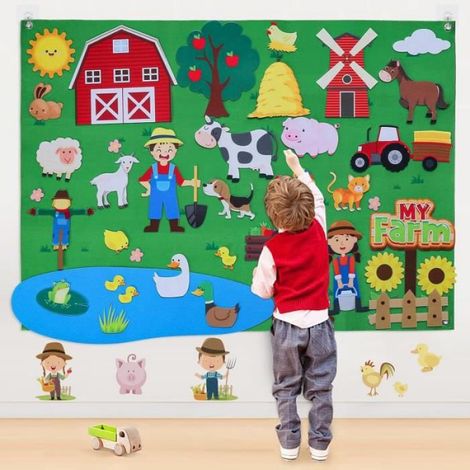 Tableau En Feutre - Tableau Flanelle Pour Histoires Préscolaires - Activités Éducatives Maternelle - Lot De 1 (1/4)