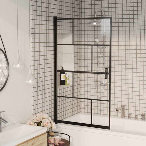 vidaXL Cabine de douche ESG 80x140 cm Noir (1/5)