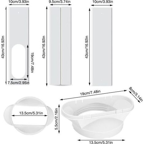 Kit calfeutrage climatiseur 4PCS – Longueur totale 172 cm – Adaptateur tuyau 13 cm – Installation facile pour fenêtres coulissantes