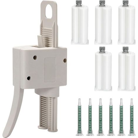 Pistolet à Colle Set, AB 2:1, Adaptées au Verre, au Bois, Composés Thermosépitants et la Plupart des Métaux, etc(Colle non incluse.)