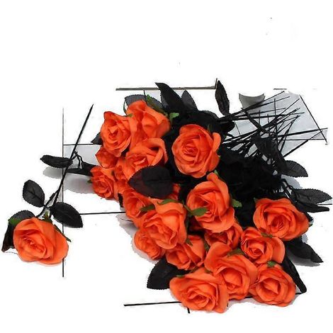 Bouquet de roses artificielles noires en soie, style gothique, pour salon (1 pièce).orange (1/5)