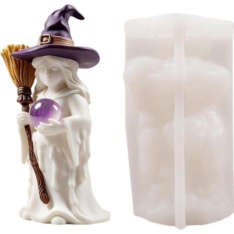 Moules à bougies Halloween Empreinte 3D En Silicone Pour Création Sorcière Moule pour Bougies de Fête pour Plâtre Ornement Résine Artisanat Loisirs Créatifs Maison Appartement Décoration Fête (1/5)