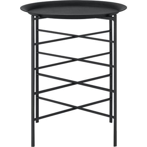 Mesa de centro de diseño con bandeja extraíble mueble de salón de metal 52 cm negro 030006158