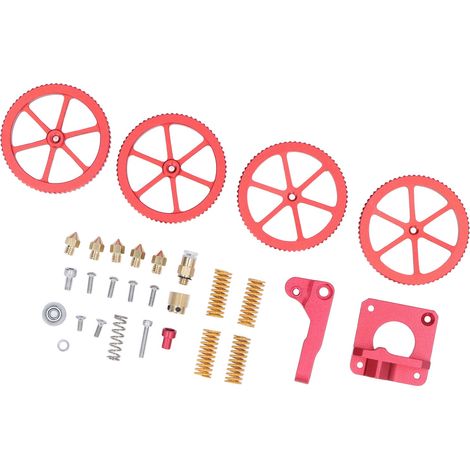 Kit d'extrudeuse pour imprimante 3D, alliage d'aluminium et laiton, pièces avec ressorts jaunes et écrous de mise à niveau (1/5)