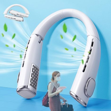 Neck fan, rechargeable portable neck fan, powered by USB-C 4000 mAh portable battery, (1/5)