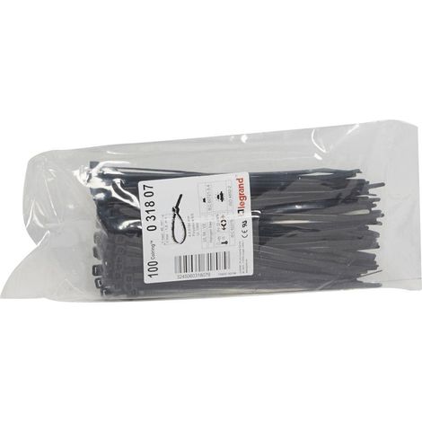 100 Colliers Colring largeur 4,6mm longueur 180mm en sachet noir LEGRAND 031807