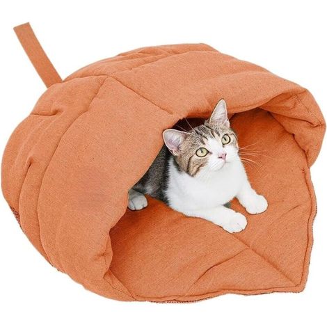 Sac de couchage pour chat en forme de feuille, lit douillet pour chat, nid pour animaux de compagnie style grotte, lit enveloppant confortable et doux pour chat, lavable, accessoires pour lit d'intéri