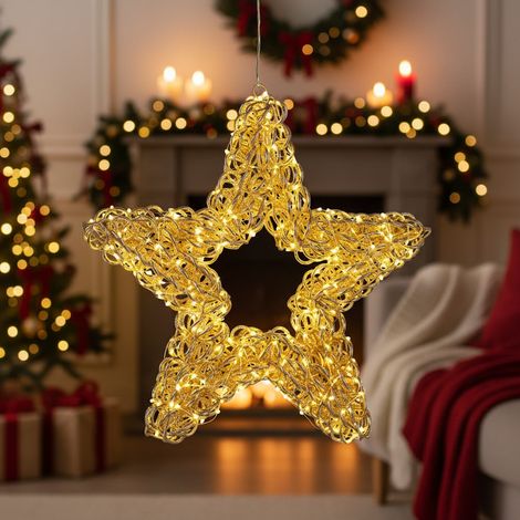 Stella luminosa con MicroLED a luce calda, decorazione natalizia per interno ed esterno (1/5)