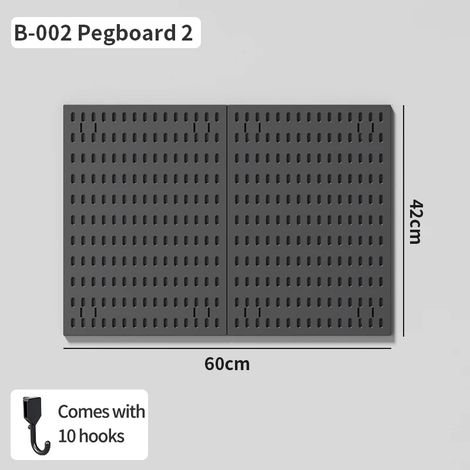 (Lot de 2 Noir) Étagère murale à panneaux perforés sans perçage pour salle de jeux : rangement pour manettes, casques, figurines, clavier, crochets. (1/5)