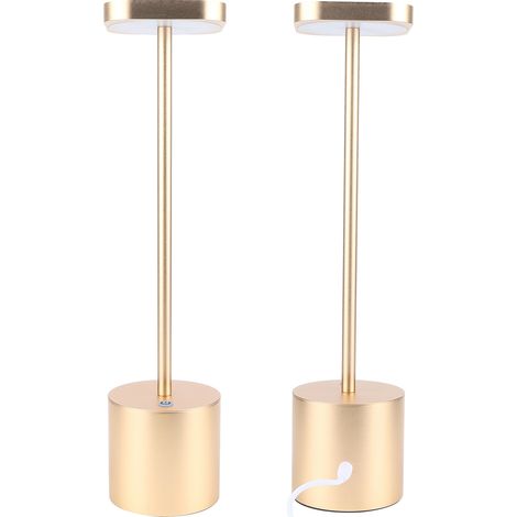Lampe de bureau portable rechargeable à batterie, lampe de bureau LED, lampe de bureau portable LED en métal respectueuse des yeux, lampe de chevet rechargeable USB, lampe de bureau LED de bar, dorée (1/5)