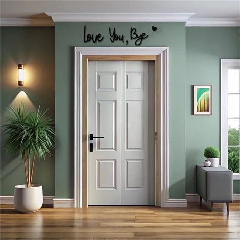 Panneau Décoratif Mur - Bois Naturel - Motif Texte 'Goodbye You' - Pour Salon Couloir Chambre - 1 Pièce (1/5)